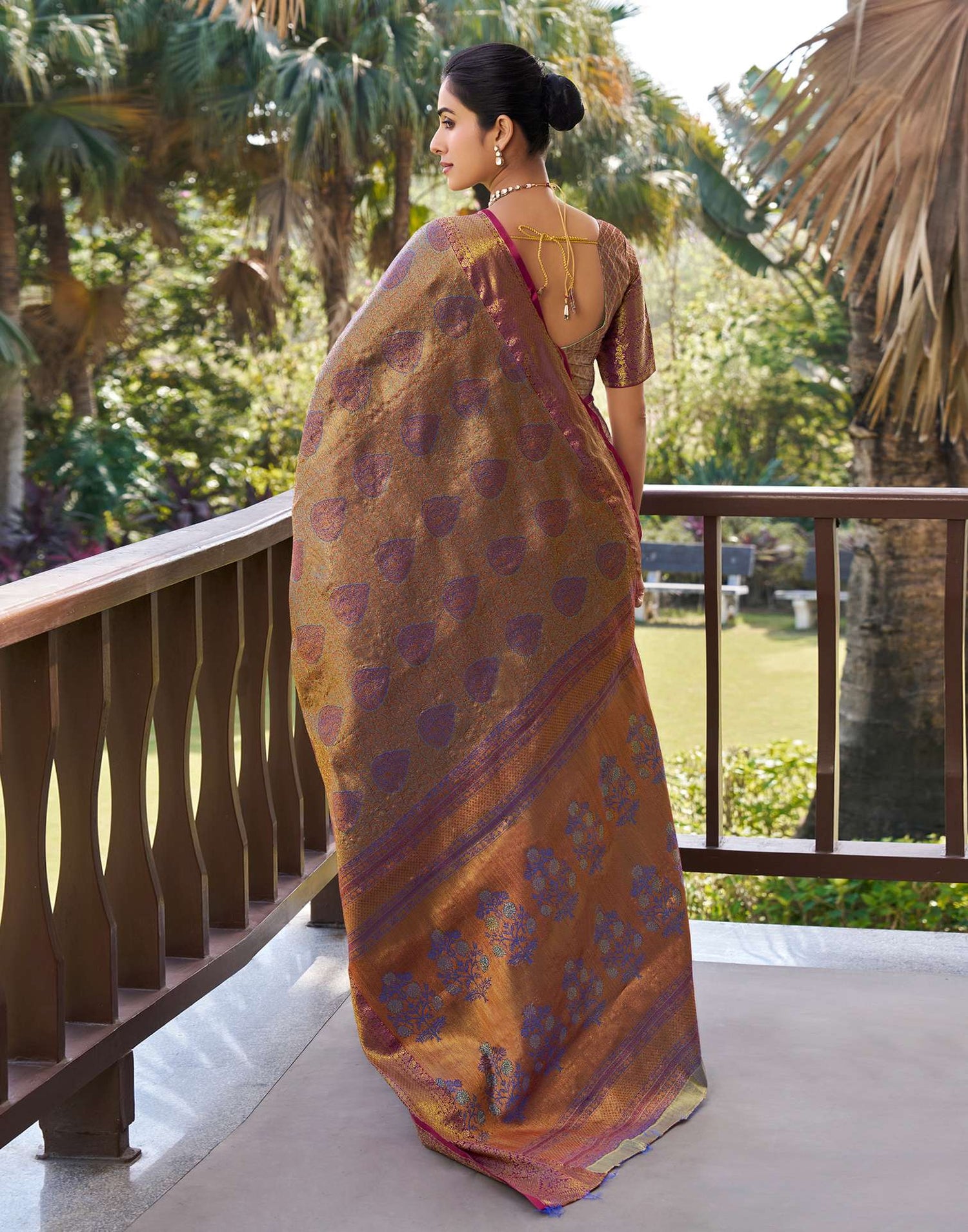 Dark Blue Silk Woven Kanjivaram Saree