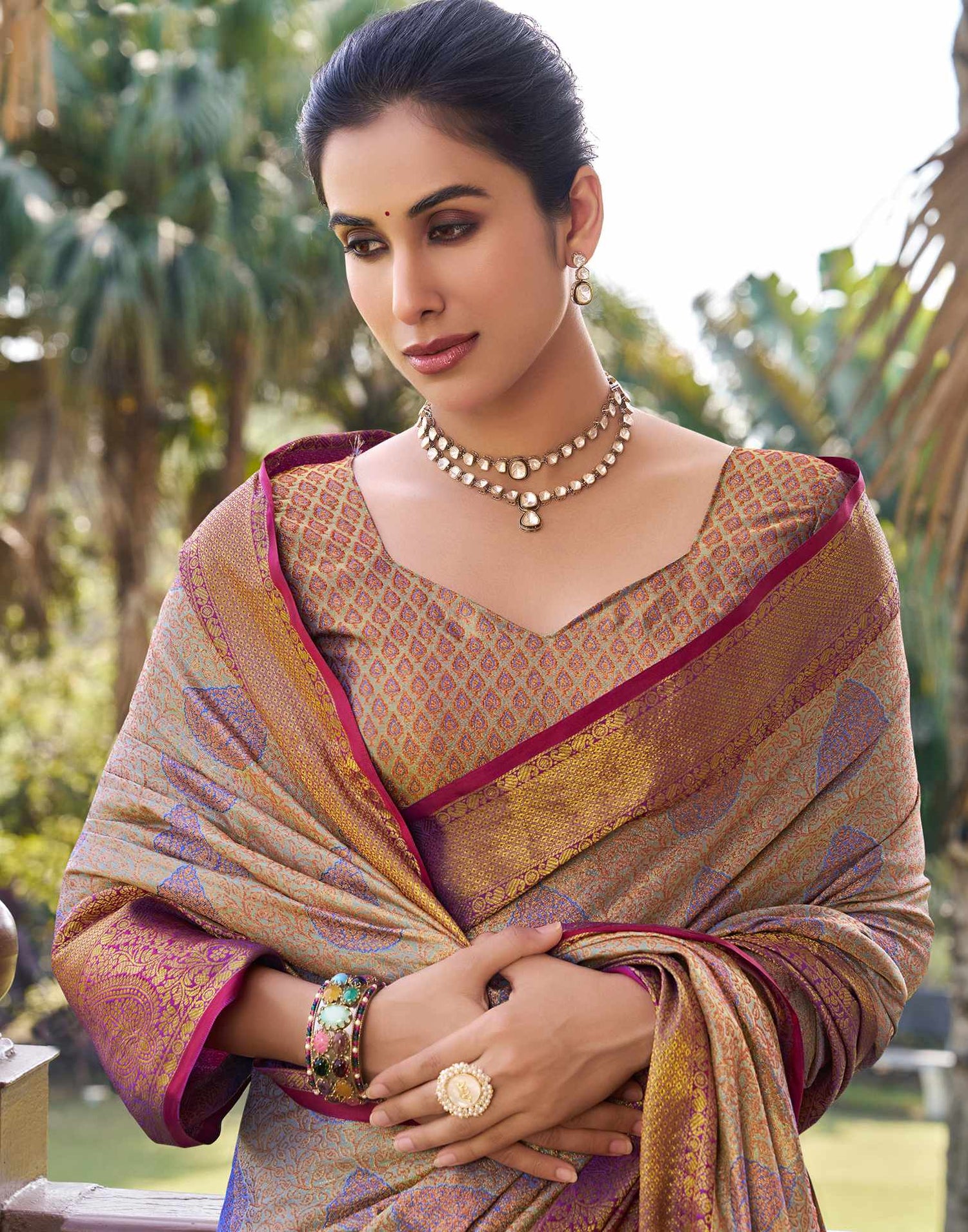 Dark Blue Silk Woven Kanjivaram Saree
