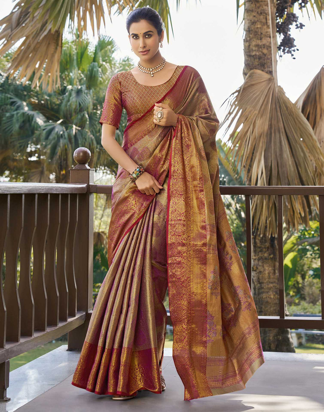 Purple Silk Woven Kanjivaram Saree