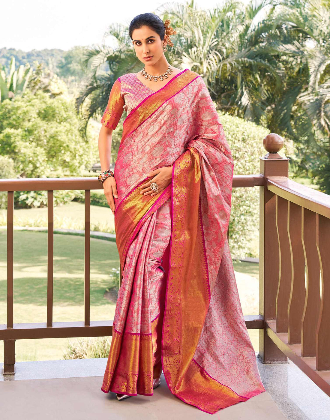 Blush Pink Silk Woven Kanjivaram Saree