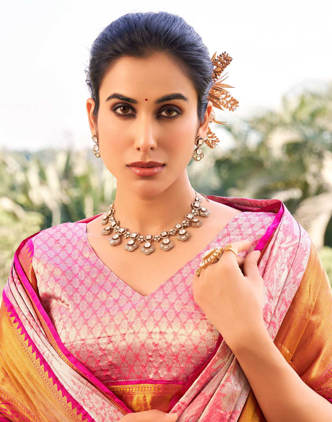 Blush Pink Silk Woven Kanjivaram Saree