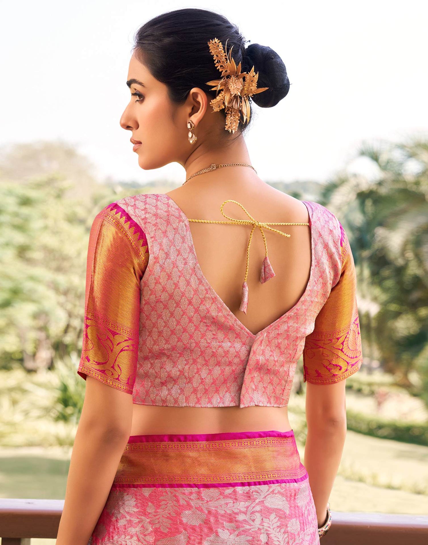 Blush Pink Silk Woven Kanjivaram Saree