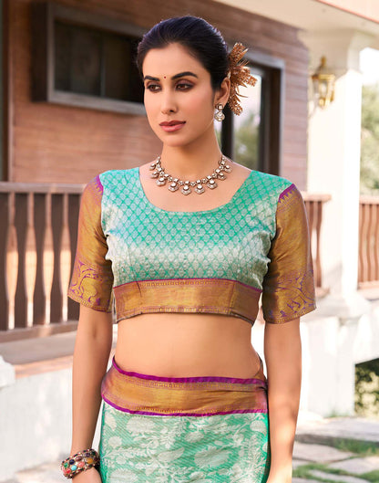Turquoise Silk Woven Kanjivaram Saree