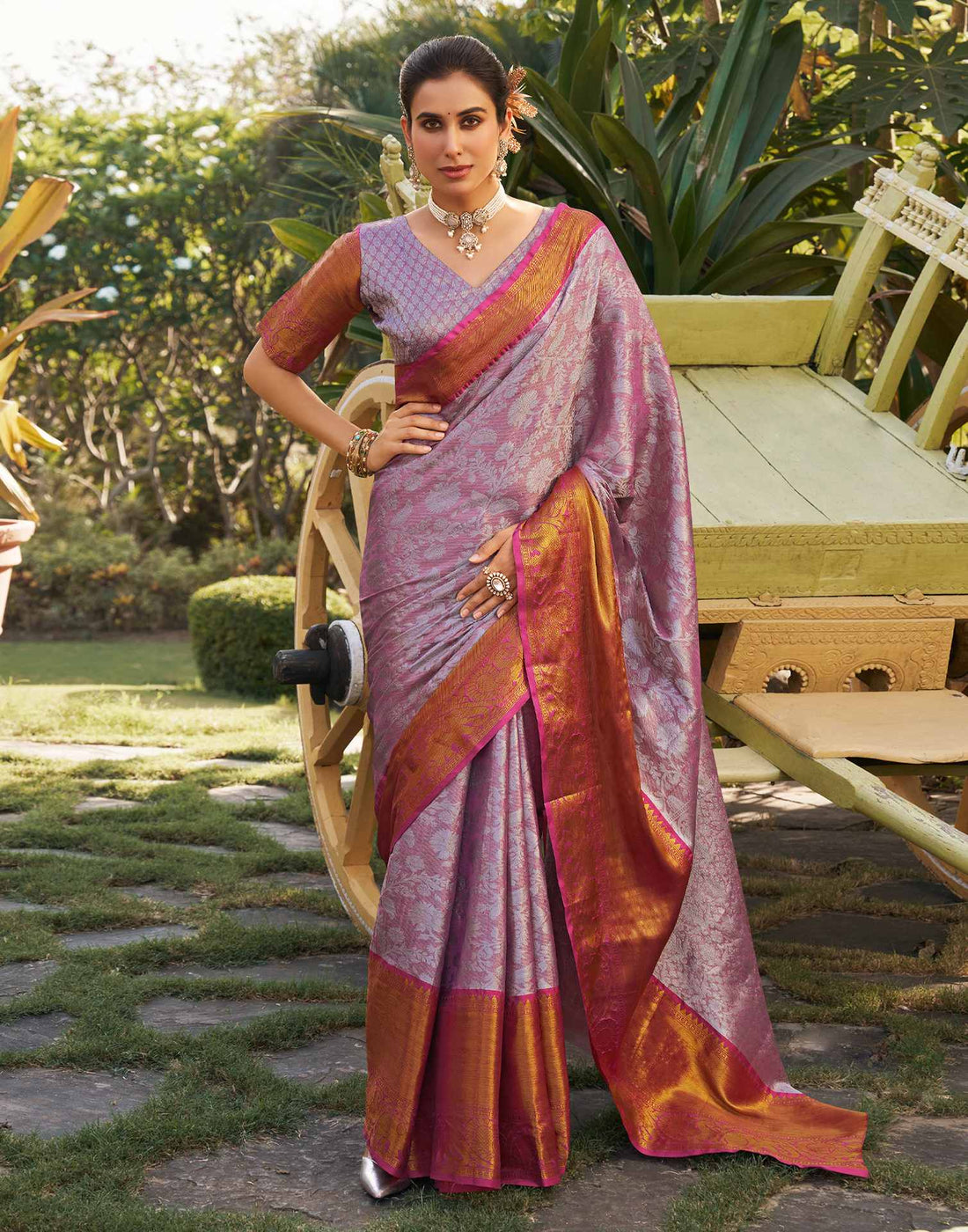 Purple Silk Woven Kanjivaram Saree
