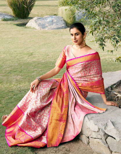 Pink Silk Woven Kanjivaram Saree