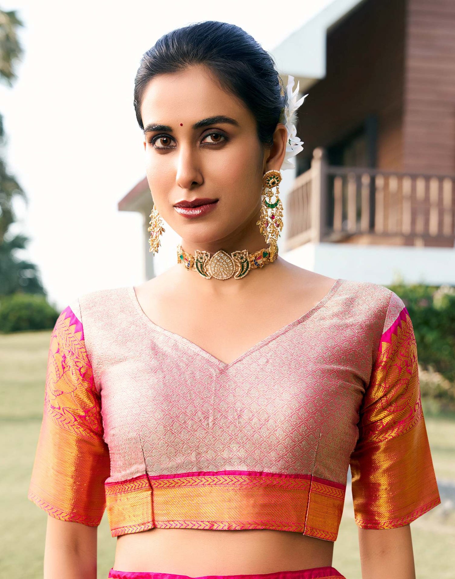 Pink Silk Woven Kanjivaram Saree