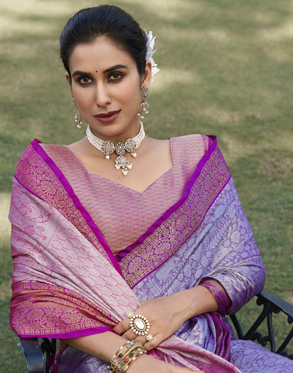 Purple Silk Woven Kanjivaram Saree