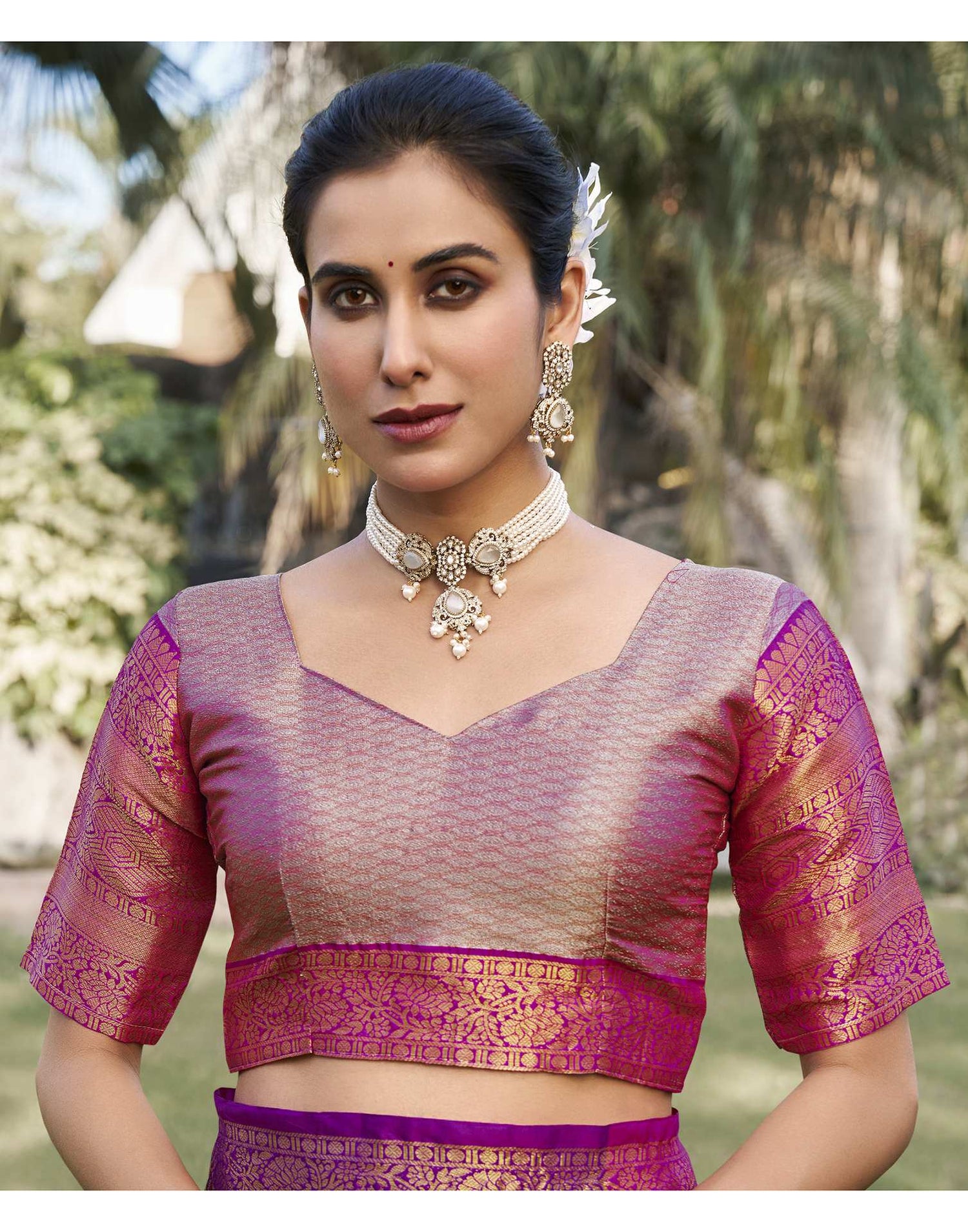 Purple Silk Woven Kanjivaram Saree