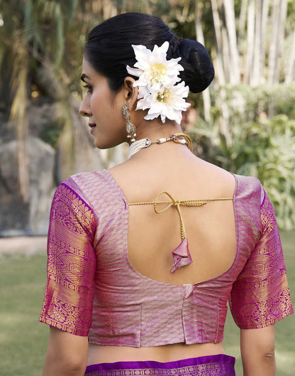 Purple Silk Woven Kanjivaram Saree