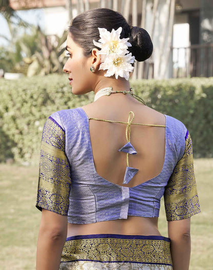 Sage Green Silk Woven Kanjivaram Saree