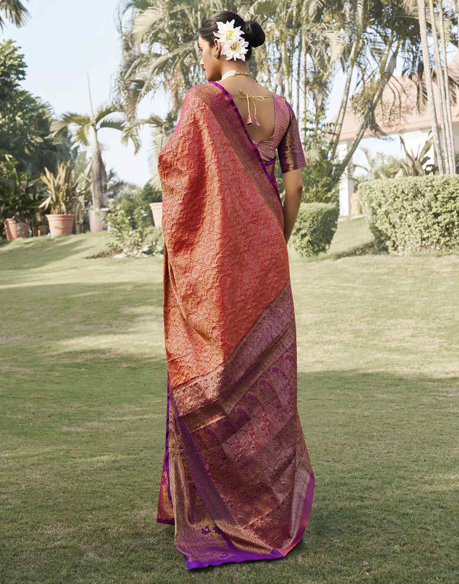 Punch Pink Silk Woven Kanjivaram Saree