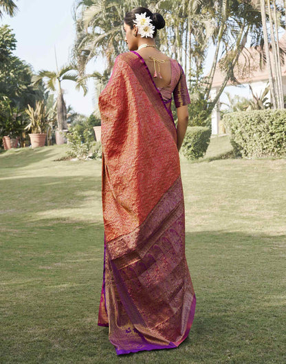 Punch Pink Silk Woven Kanjivaram Saree