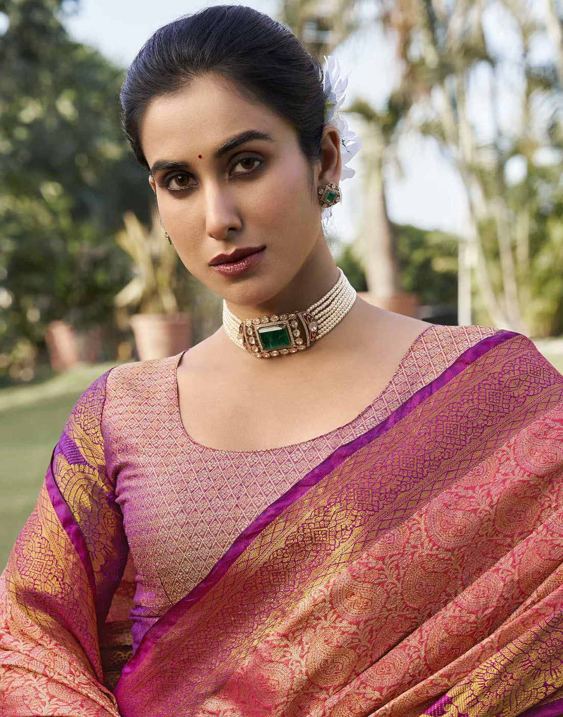 Punch Pink Silk Woven Kanjivaram Saree