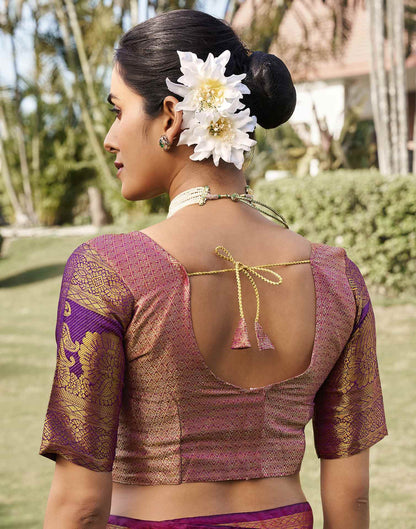 Punch Pink Silk Woven Kanjivaram Saree