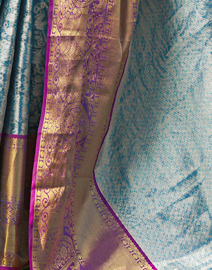 Sky Blue Silk Woven Kanjivaram Saree