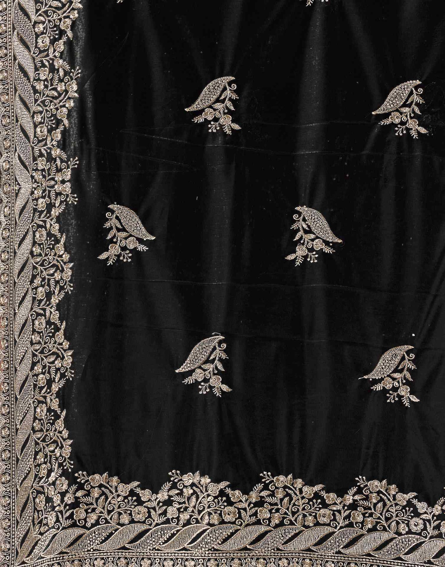Black Net Embroidery Lace Saree