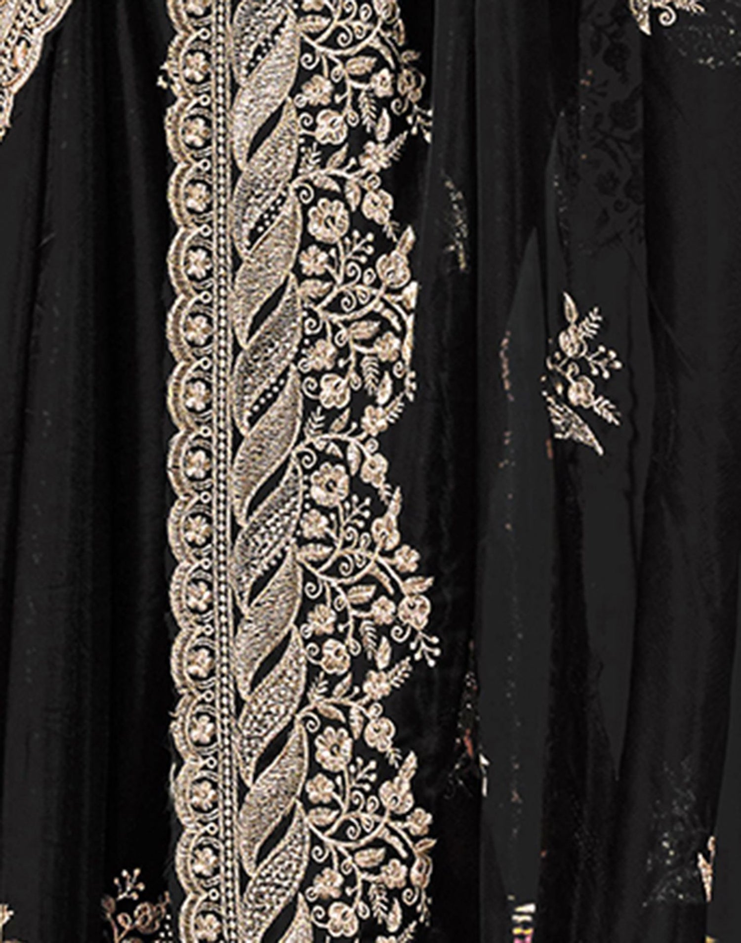 Black Net Embroidery Lace Saree