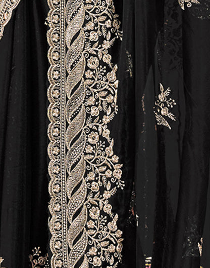 Black Net Embroidery Lace Saree