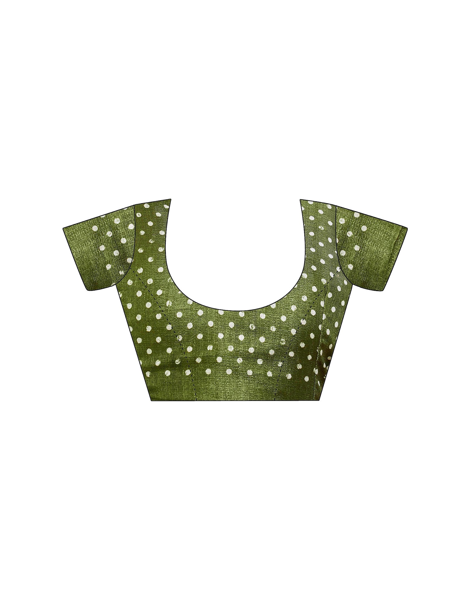 Green Cotton Blend Printed Saree
