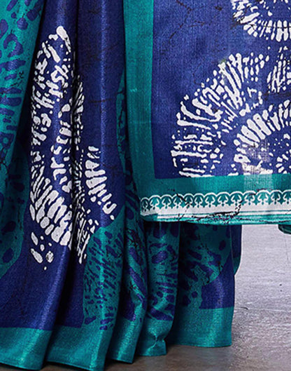 Dark Blue Cotton Blend Warli Printed Saree