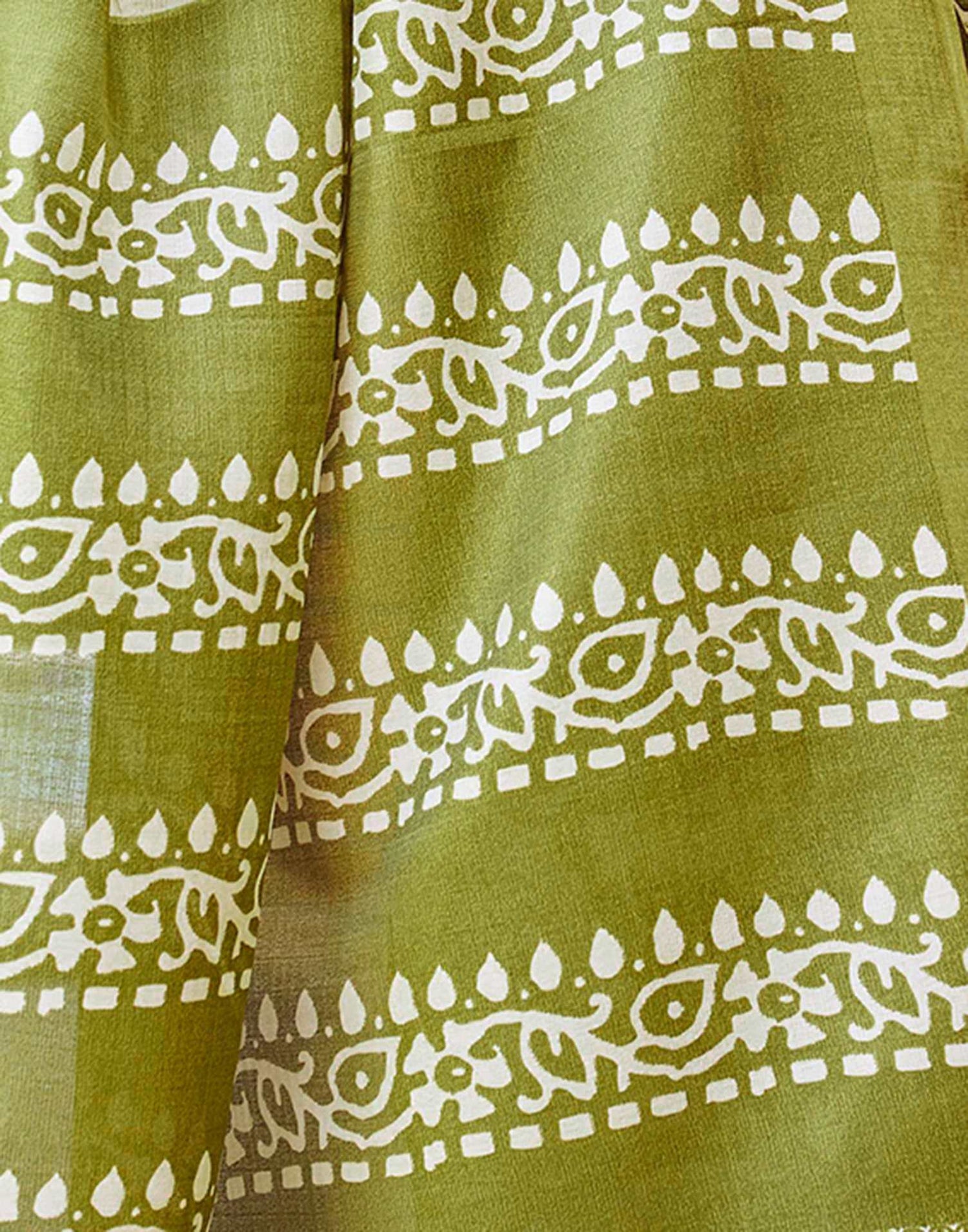Green Cotton Printed Saree