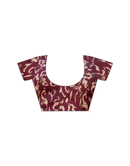 Maroon Cotton Printed Saree
