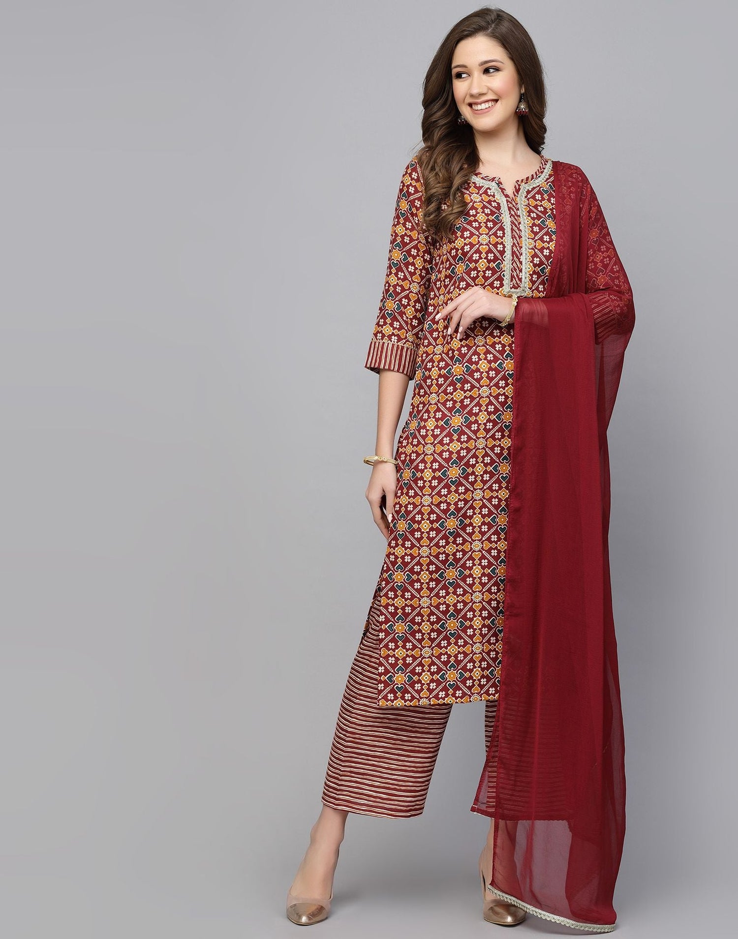 Multicloured Kurti With Pant And Dupatta | Leemboodi