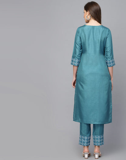 Blue Kurta With Pant Set | Leemboodi