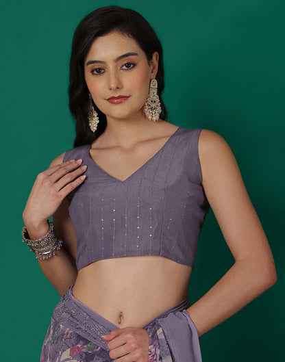 Mauve Georgette Printed Saree