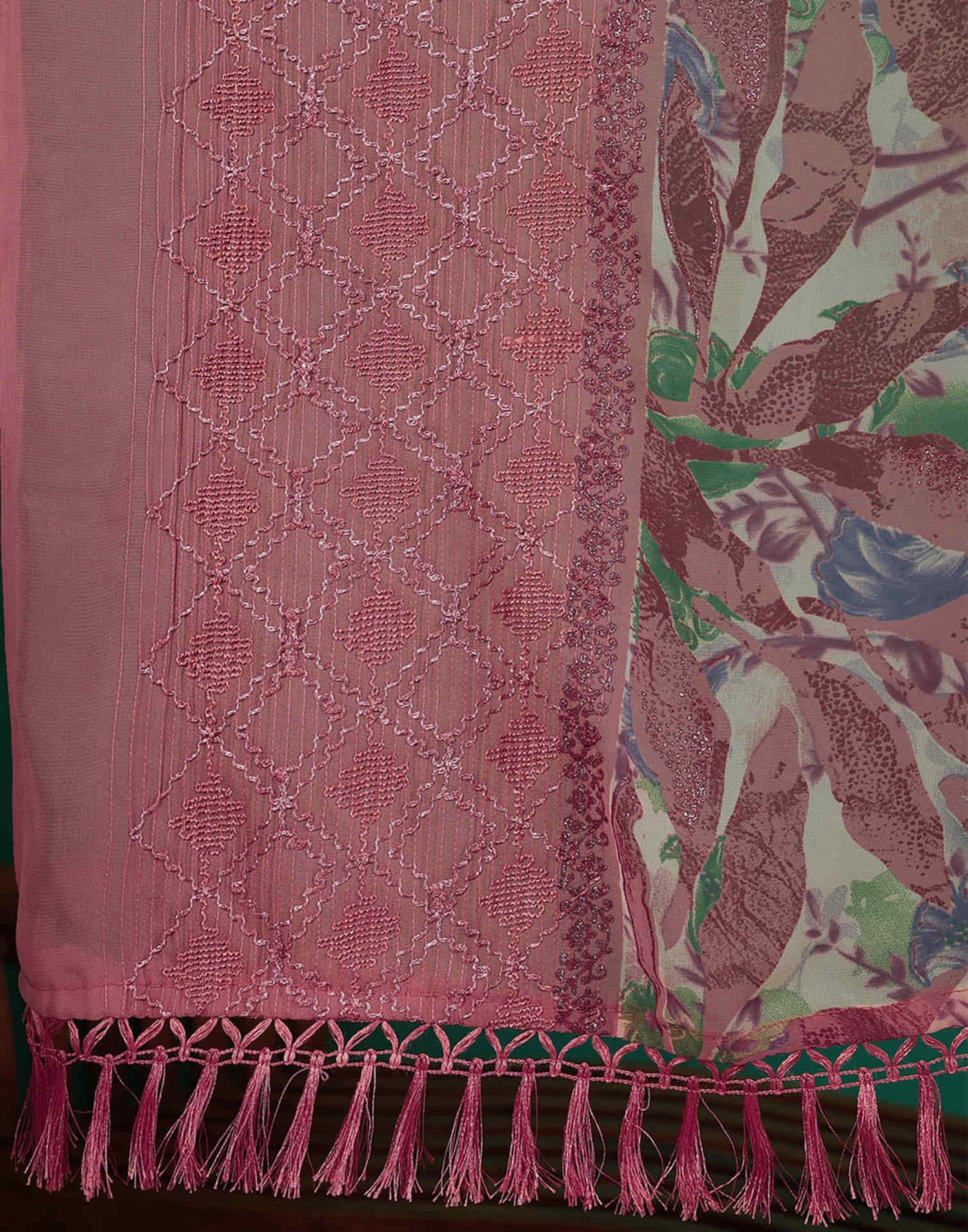 Pink Georgette Printed Saree