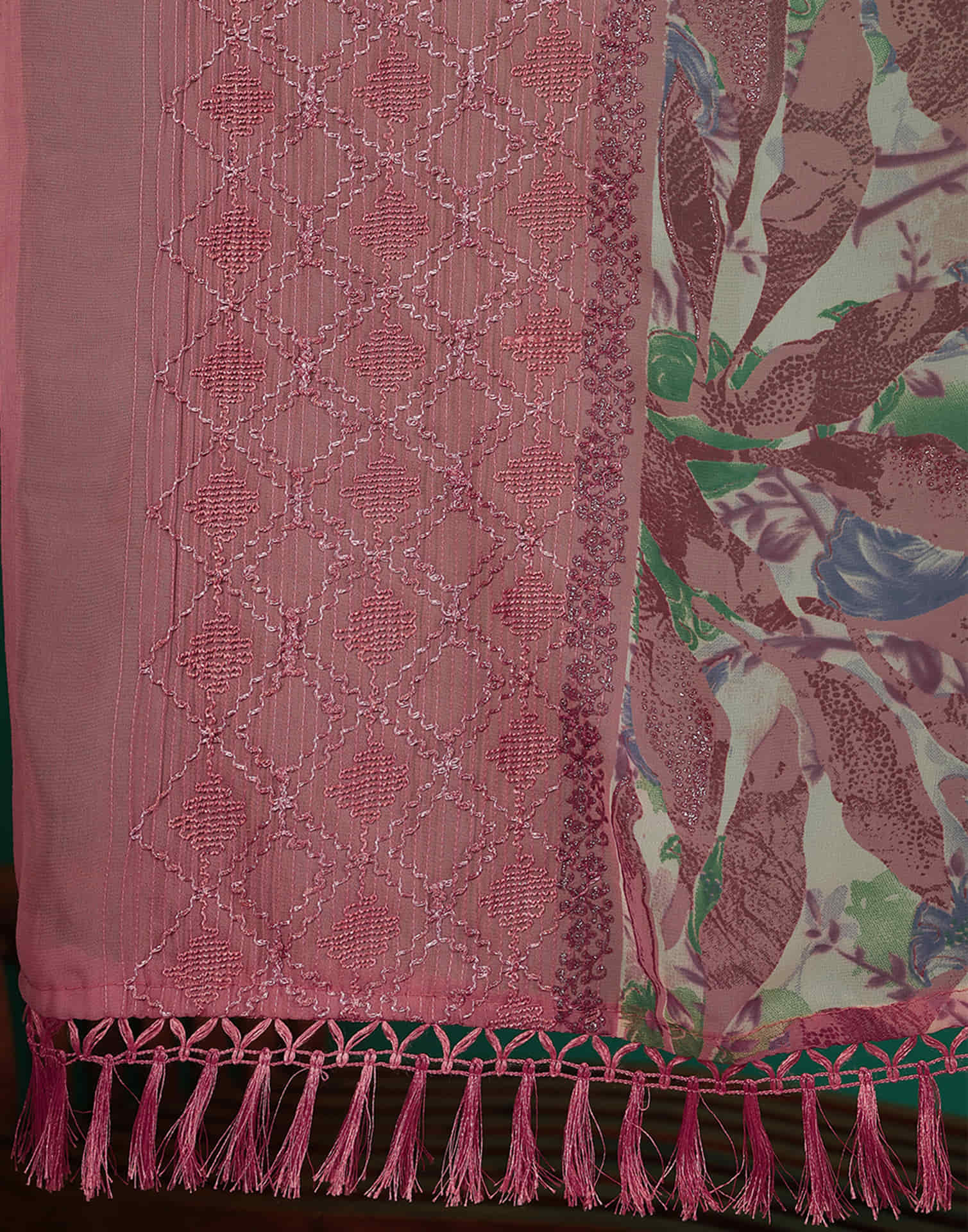 Pink Georgette Printed Saree