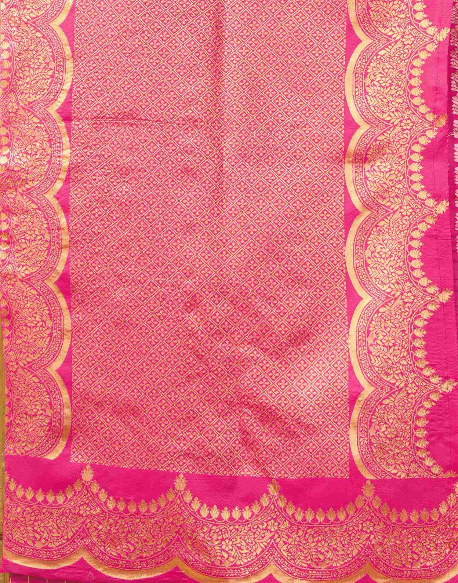 Bright Pink Silk Woven Banarasi Saree