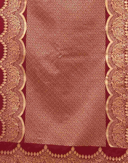 Maroon Silk Woven Banarasi Saree