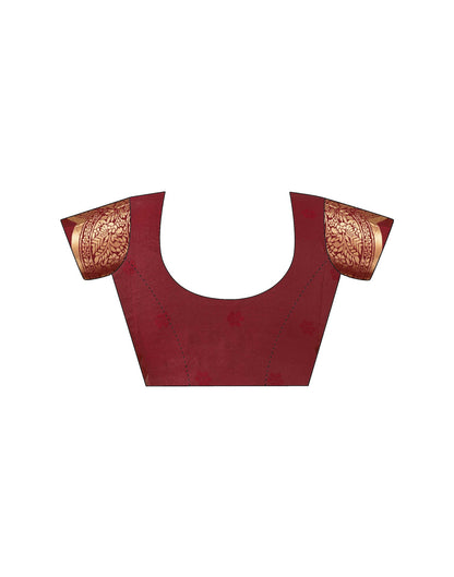 Maroon Silk Woven Banarasi Saree