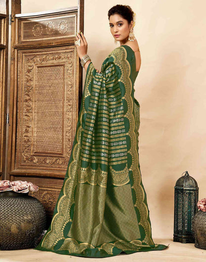 Dark Green Silk Woven Banarasi Saree