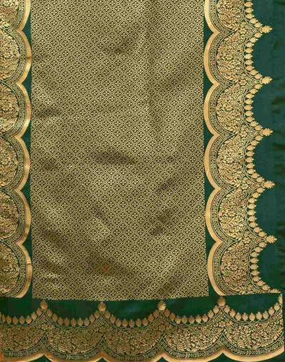 Dark Green Silk Woven Banarasi Saree