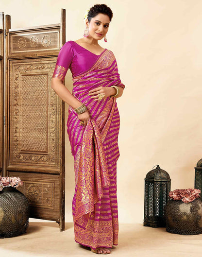Magenta Silk Woven Banarasi Saree