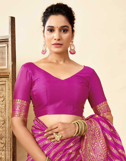 Magenta Silk Woven Banarasi Saree