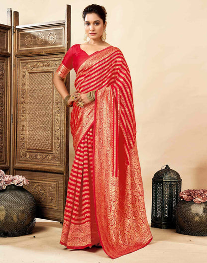 Red Silk Woven Banarasi Saree