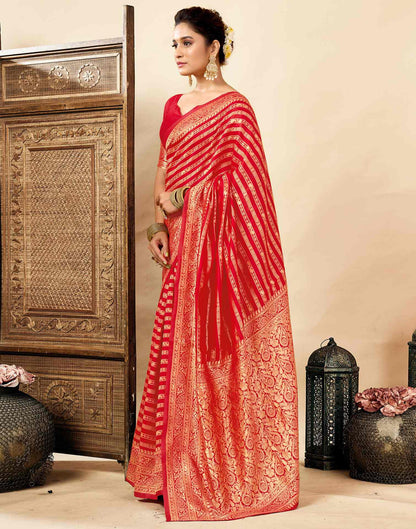 Red Silk Woven Banarasi Saree