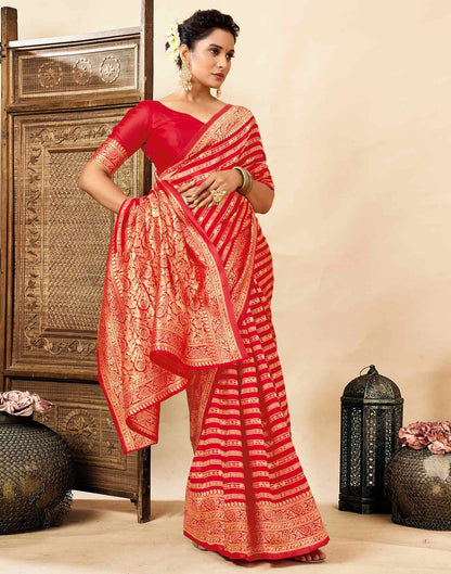 Red Silk Woven Banarasi Saree