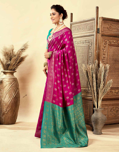 Dark Magenta Silk Woven Banarasi Saree