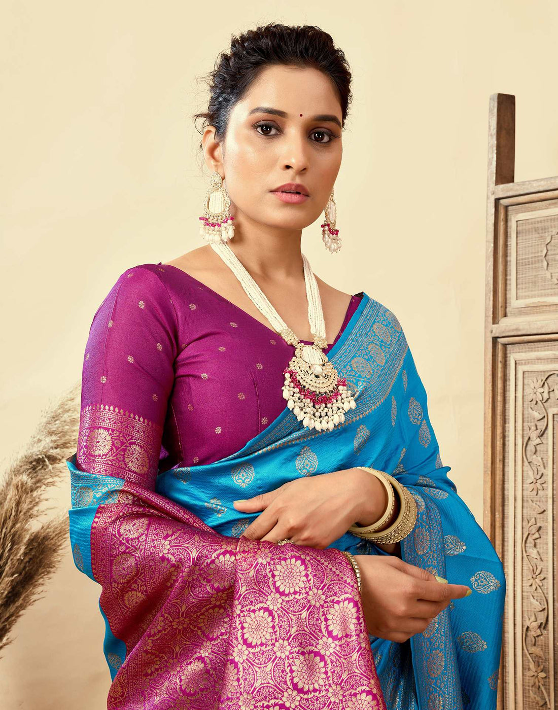 Blue Silk Woven Banarasi Saree