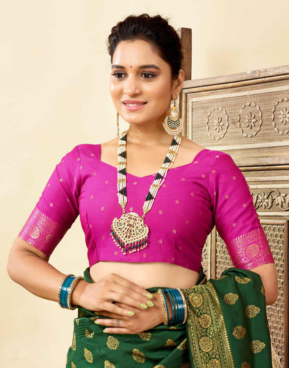 Dark Green Silk Woven Banarasi Saree