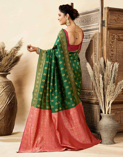 Dark Green Silk Woven Banarasi Saree