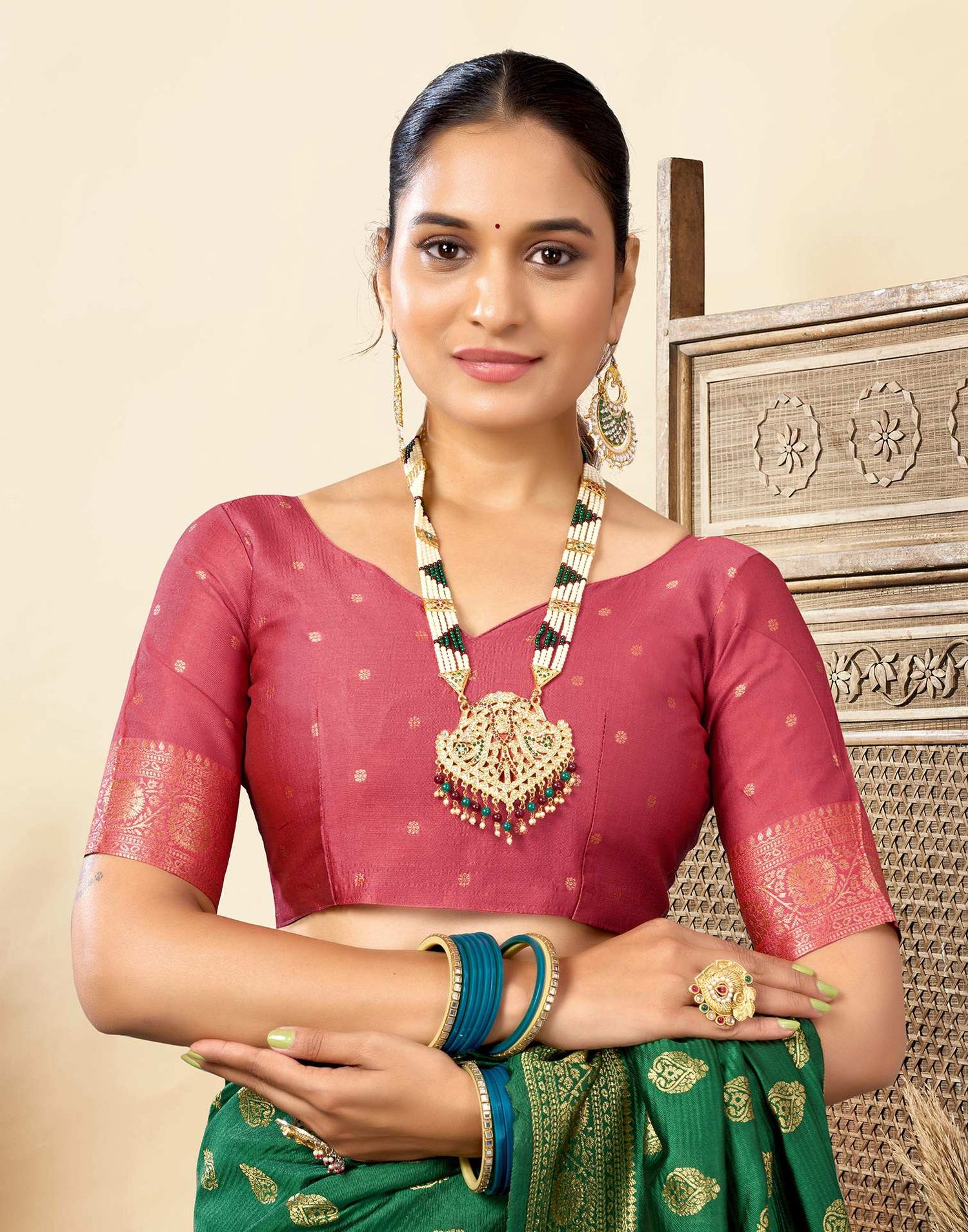 Dark Green Silk Woven Banarasi Saree