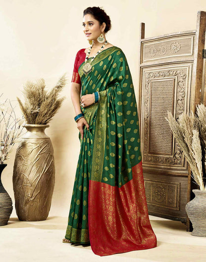 Dark Green Silk Woven Banarasi Saree