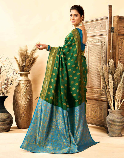 Dark Green Silk Woven Banarasi Saree