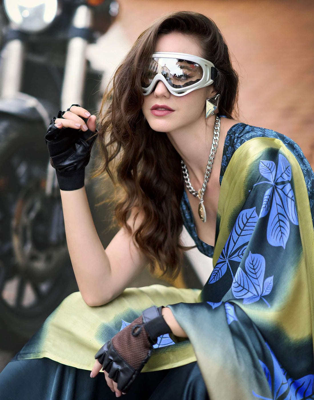 Multicoloured Satin Printed Saree