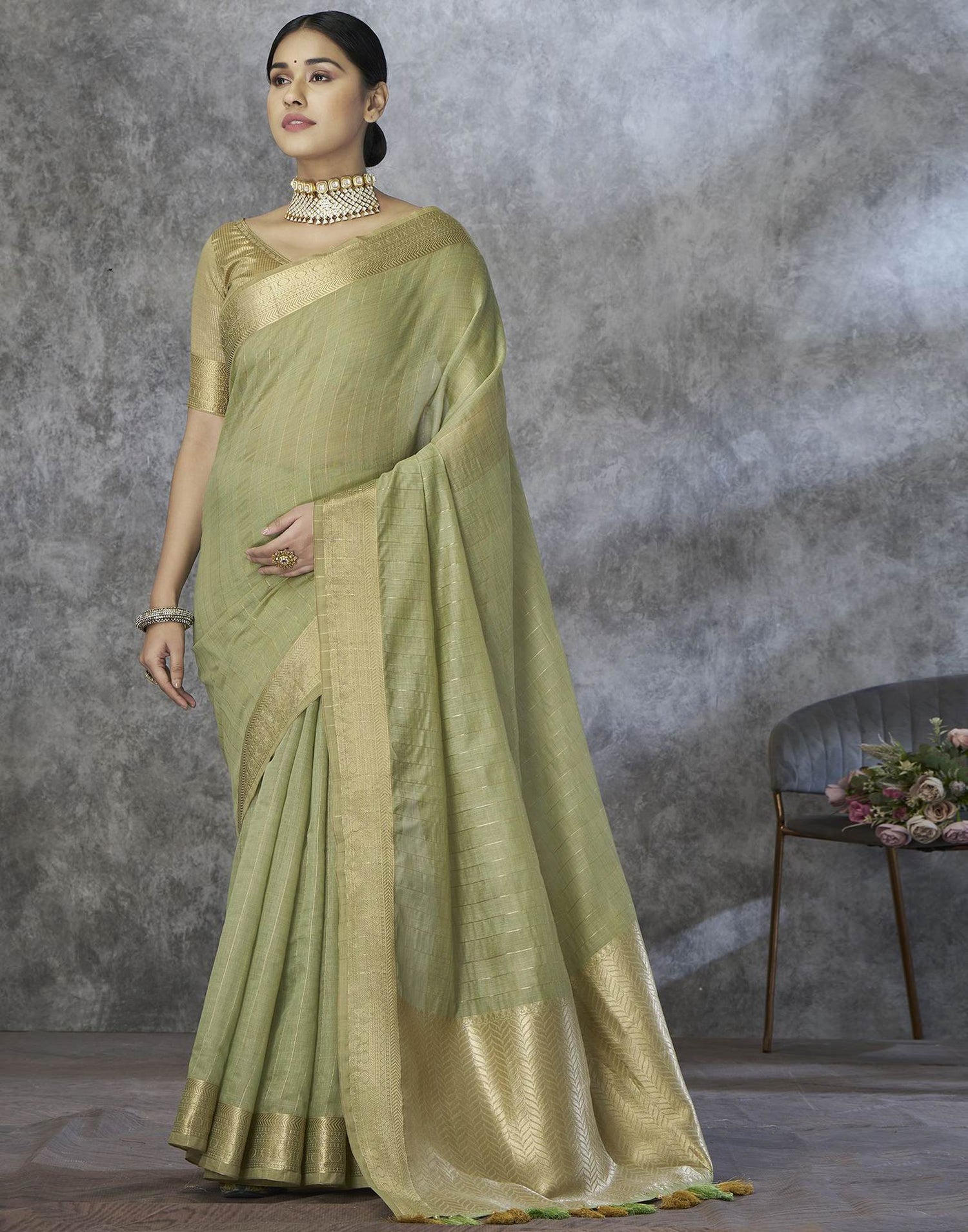 Light Green Silk Woven Saree